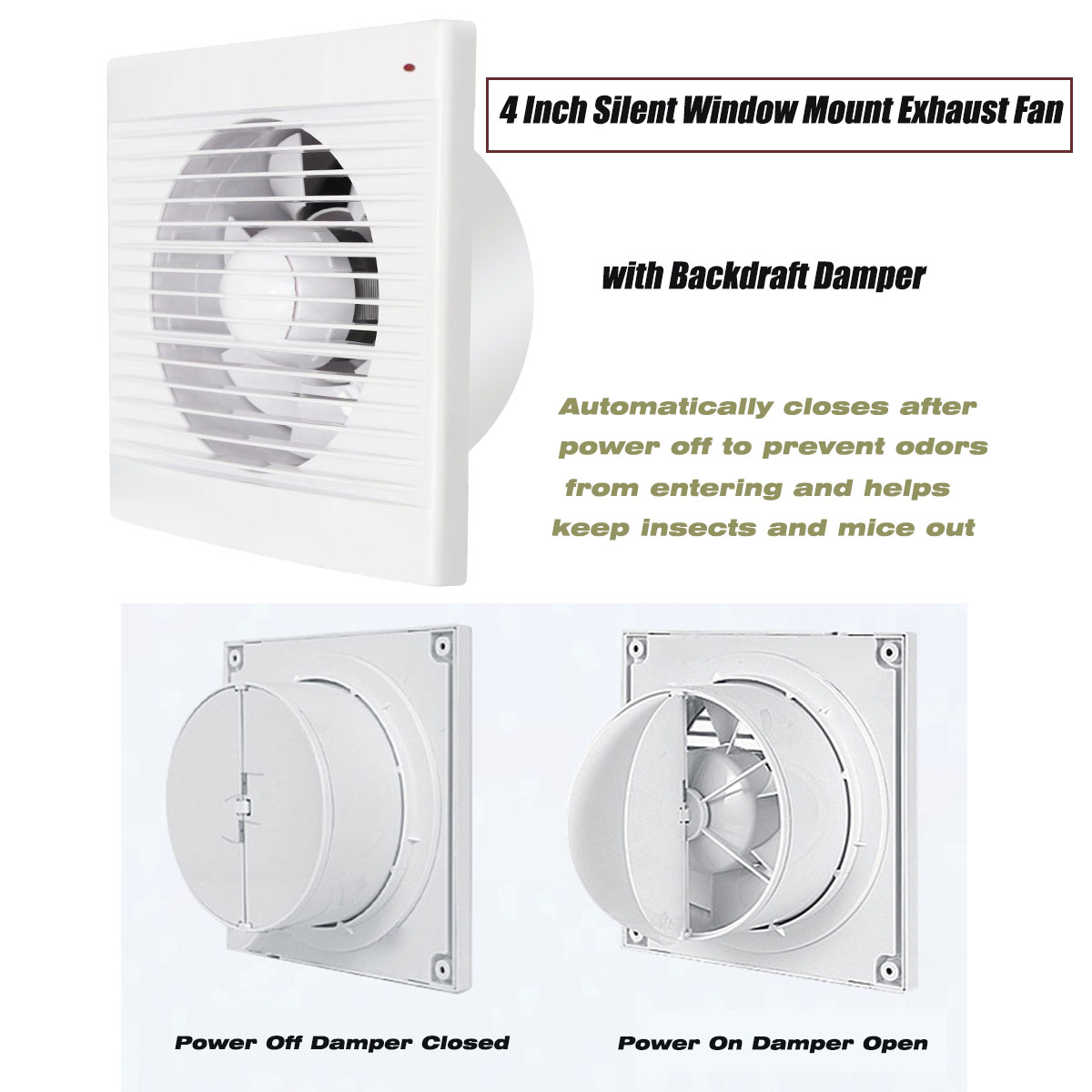 Home Bathroom Vent - Ventilador Extractor Silencioso de 4 Pulgadas
