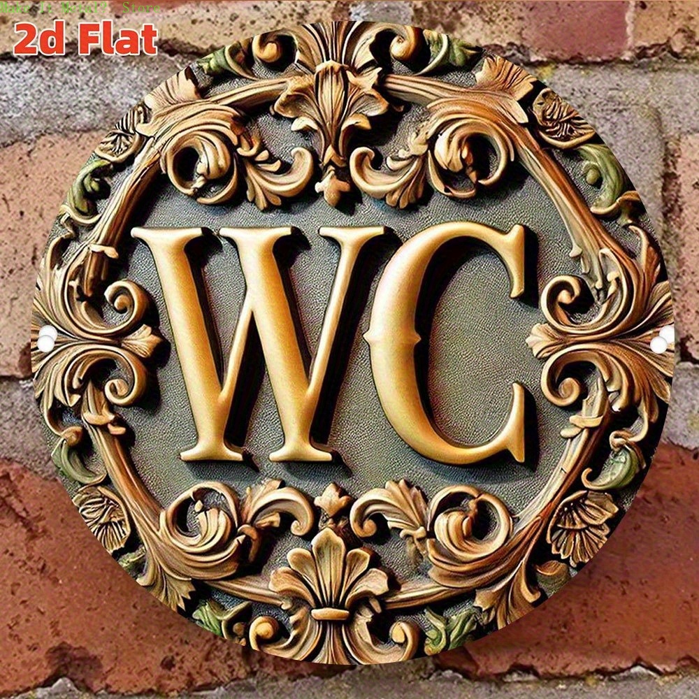 Home Bathroom Wall Art - Letrero Redondo de Metal Vintage con