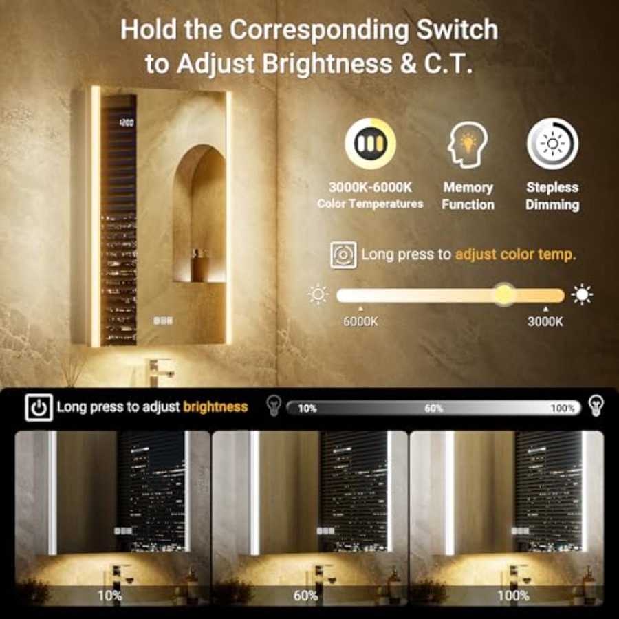 Espejo de baño con luz LED, cr - Bathroom Cabinet Mirror reseña y precio