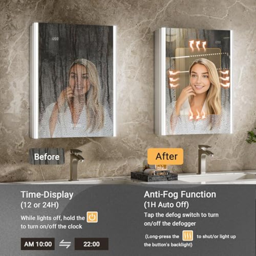 Espejo de baño con luz LED, cr - Bathroom Cabinet Mirror reseña y precio