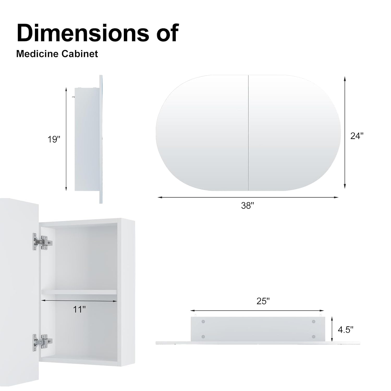 Espejo de Baño Ovalado con Gab - Bathroom Cabinet Mirror reseña y precio