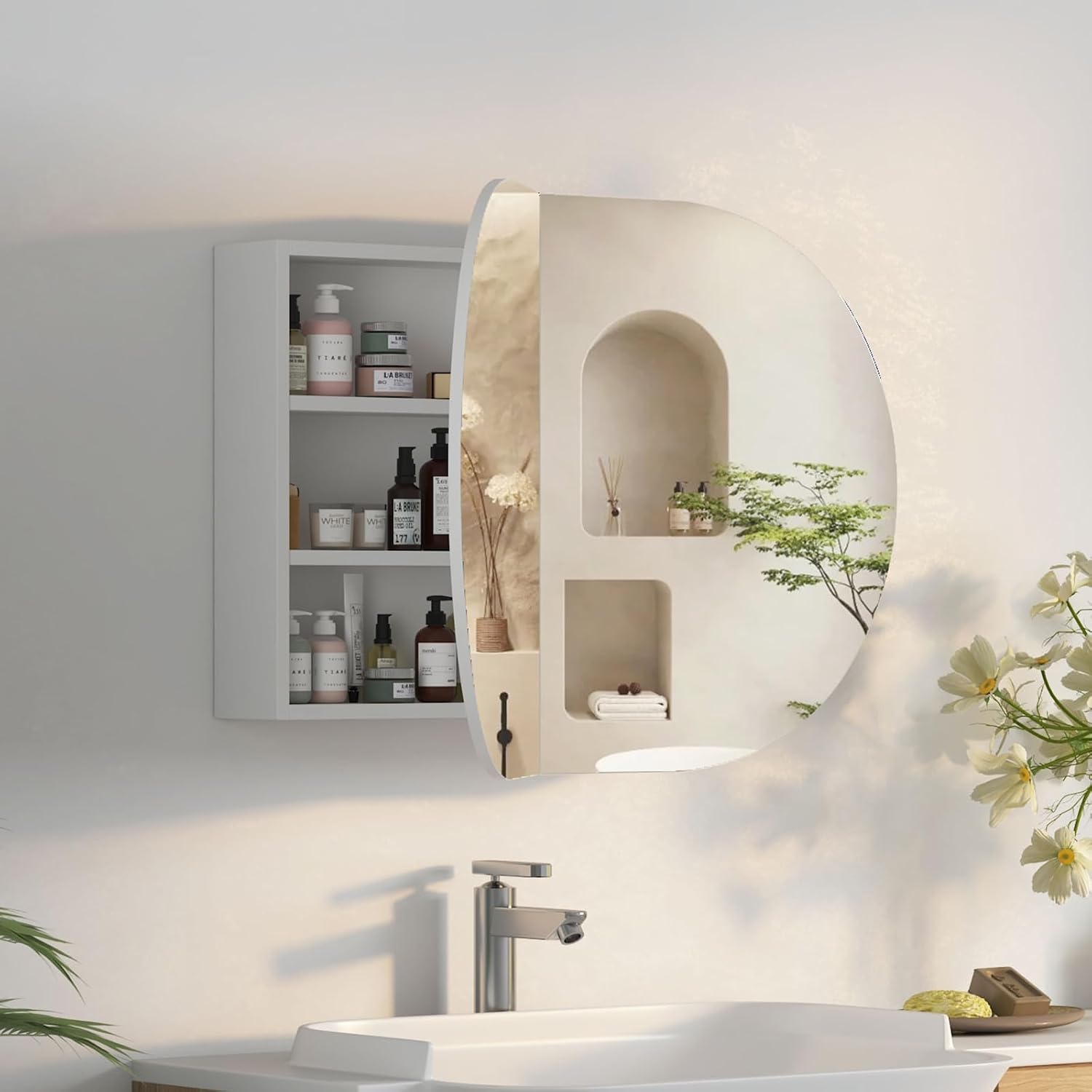 Espejo de Baño Ovalado con Gab - Bathroom Cabinet Mirror reseña y precio