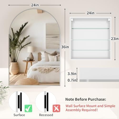 Espejo de Baño Arqueado de 24x - Bathroom Cabinet Mirror reseña y precio