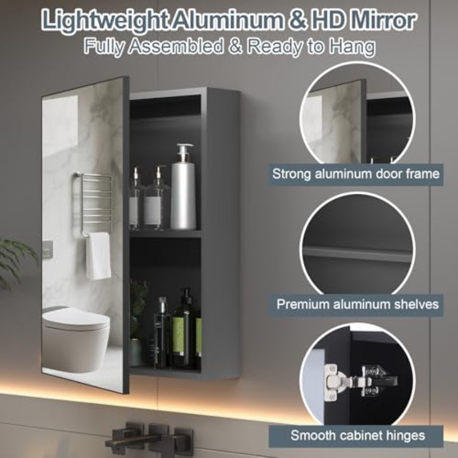 Armario de baño con marco metá - Bathroom Cabinet Mirror reseña y precio