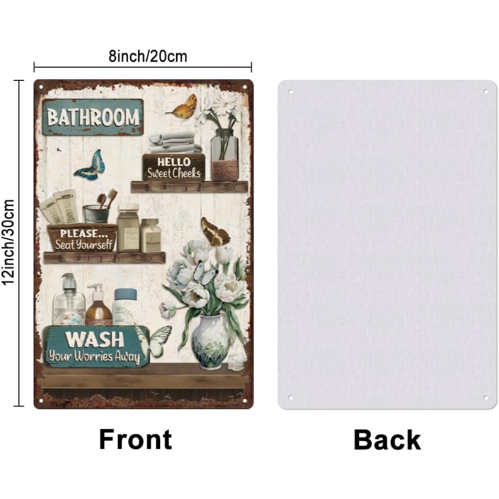 Letreros de metal florales vin - Home Bathroom Wall Art reseña y precio