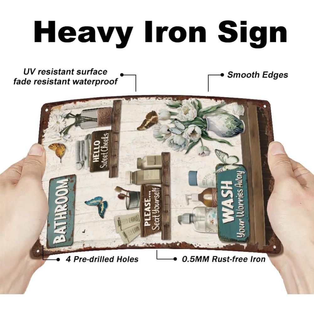 Letreros de metal florales vin - Home Bathroom Wall Art reseña y precio