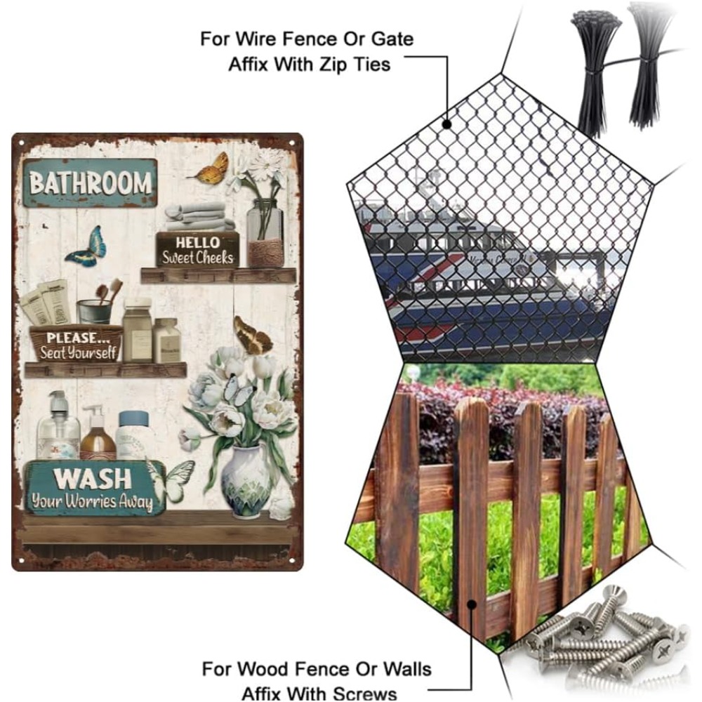 Letreros de metal florales vin - Home Bathroom Wall Art reseña y precio